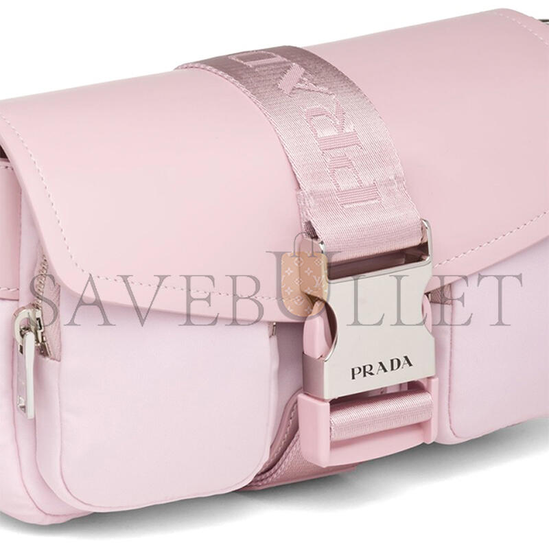 PRADA NYLON AND GLOSSED LEATHER SHOULDER BAG 1BD295 (23*12.5*5.5cm) 